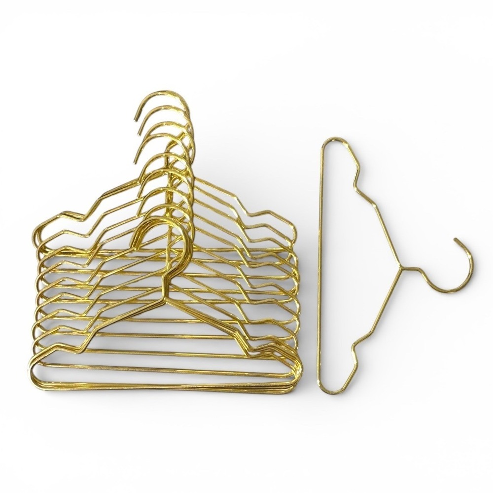 Gold Mini Metal Hangers 13 Piece Set for Kids, Pet & Doll Clothes Strong Durable